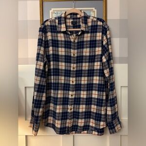 Men's Navy Flannel Plaid Shirt Size Large